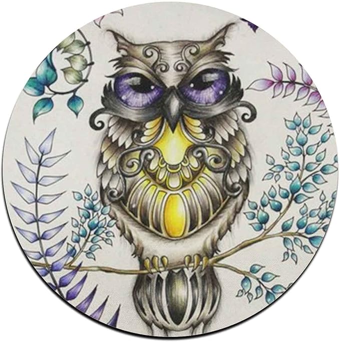 Watercolor Owl Round Coaster Set - Made of Recycled Rubber - Set of 4