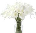 SITUMEIZI 24 PCS White Fake Flowers Artificial Calla Lily Silk Flowers Real Touch for Mother's Day Easter Home Kitchen Decor Wedding Bouquet Office Spring Decoration(Pure White)