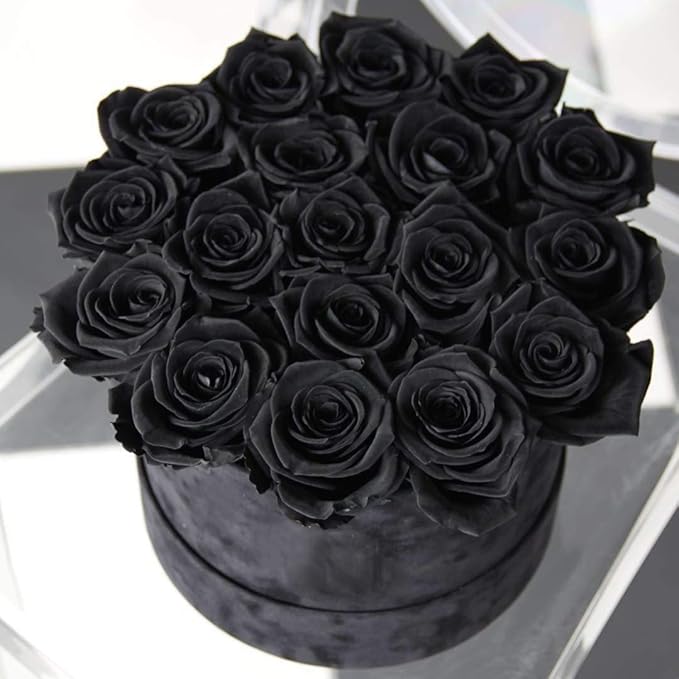 Laelfe 12 PCS Artificial Flowers Black Roses, Fake Silk Flower Long Stem Artificial Rose for Halloween Home Wedding Party Decorations(Black)