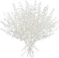 Hollyone 20 Pcs Glitter Artificial Eucalyptus Branches 13" Christmas Christmas Tree Picks and Sprays White Fake Eucalyptus Leaves for DIY Christmas Tree Garland Wreath Crafts Home Decoration