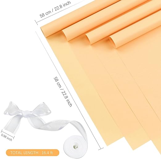 Jutieuo 20 Sheets Peach Flower Wrapping Paper, Waterproof Floral Wrap Solid Bouquet Wrapping Paper Florist Supplies (22.8 x 22.8 inch)