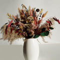 Natural Dried Pampas Grass Bouquet,17" Natural Dried Flower Bouquet，Pampas Grass Silver Dollar Leaf Decoration， Bohemian Style Family Wedding Country Farmhouse Decorated with Dried Flowers