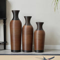 Floor PVC Decorated Vases Set of 3 for Gorgeous Home Decoration Large Classic PVC Vases 19.6in/23.6in/27.5in Height (Black+Brown)