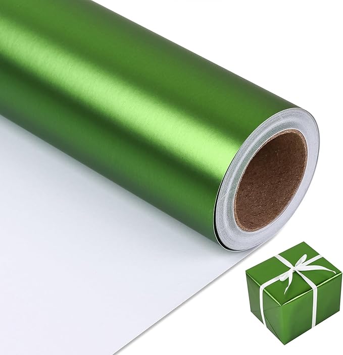 NESCCI Matte Metal Light Green Wrapping Paper, Solid Color Paper,Gift Wrapping Paper,Perfect for Wedding,Valentine's Day,Birthday, Christmas,Baby Shower,DIY Bouquet (17.5 Inches X 32.8 Feet)