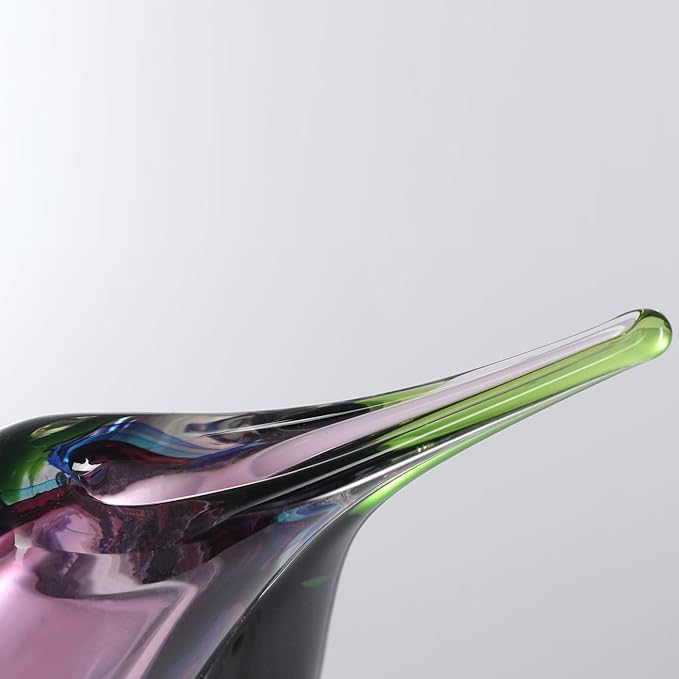 Luxury Lane Hand Blown Multicolor Sommerso Teardrop Art Glass Vase for Decor 9.5 inch Tall Centerpiece Table Decoration