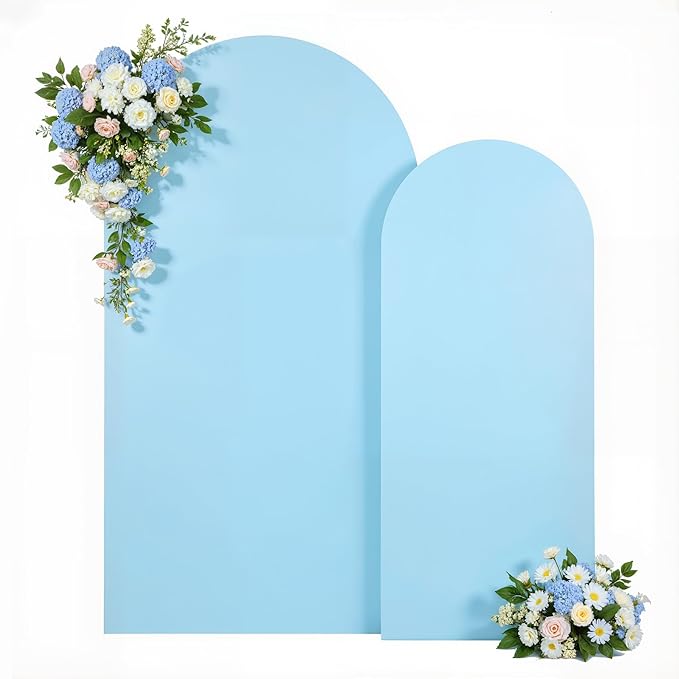 Light Blue Arch Backdrop Cover Set of 2 Baby Blue Arch Cover 7.2 and 6ft Wedding Arch Cover Stretchy Backdrop Bridal Baby Shower Birthday Party Arches Stand Covers Spandex