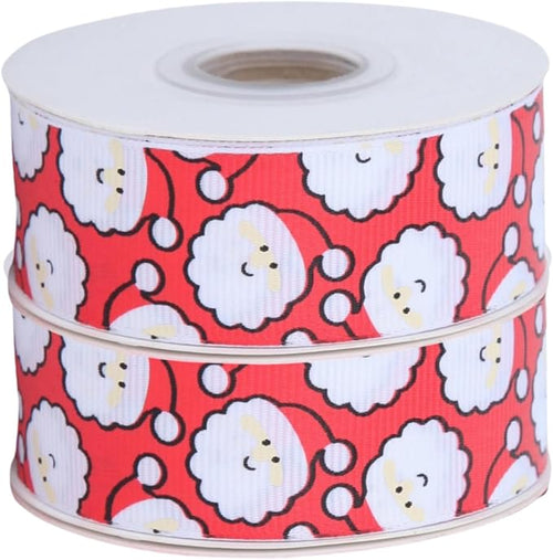 20 Yards Santa Grosgrain Ribbon 1 Inch Red Santa Ribbons for Christmas Gift Wrapping Wreath Bow DIY Crafts Supplies (Santa)