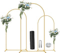 Metal Arch Backdrop Stand Set of 3(6 ft, 5 ft, 4 ft) Party Arch Stands for Wedding, Birthday, Baby Shower, Bridal Shower,Balloon Arched Frame for Garden Decor, Gold Floral Arches