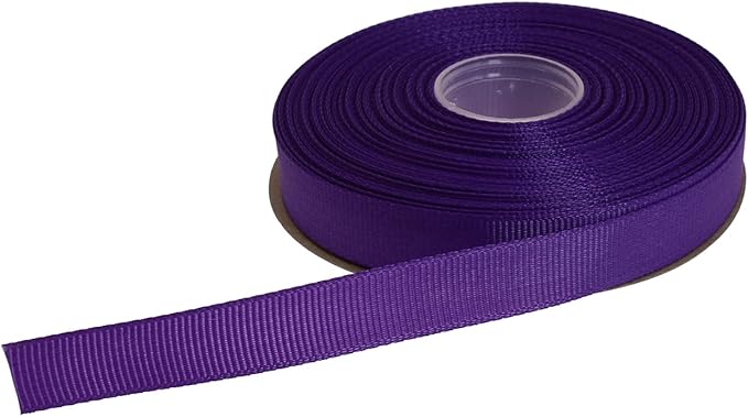 Solid Grosgrain Ribbon 25 Yard Each Roll 100% Polyester Woven Edge (5/8", Purple)