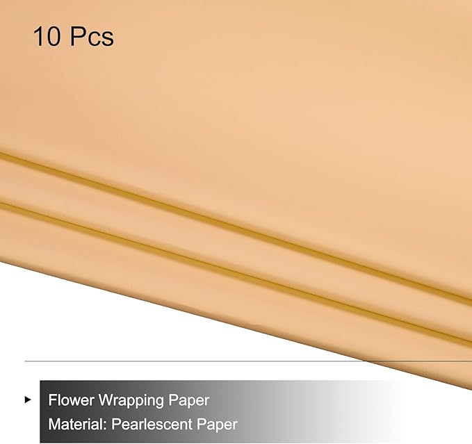 MECCANIXITY Pearlescent Film Flower Wrapping Paper 22.8x22.8 Inch Waterproof for DIY Crafts, Gift/Gift Box Packaging Cream Orange Pack of 10