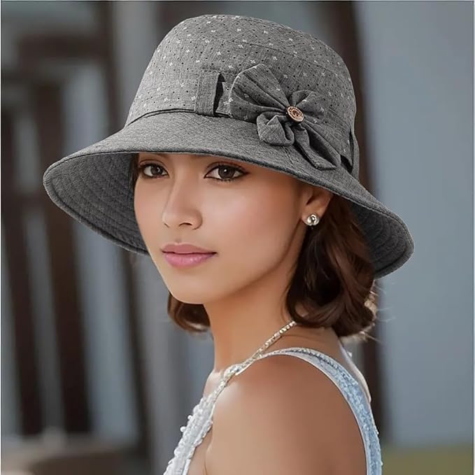 Glamorstar Cloche Hats for Women Vintage Bowler Hat Floral Fedora Bucket Hats