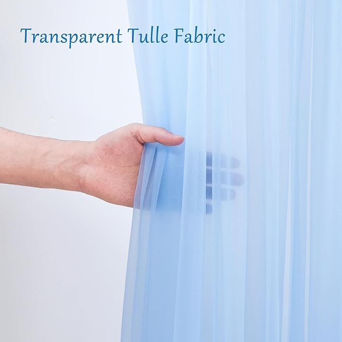 10x10 Blue Tulle Backdrop Curtains for Parties, Sheer Backdrop Curtain Wedding Photo Background Drapes for Baby Shower Photography Birthday Party