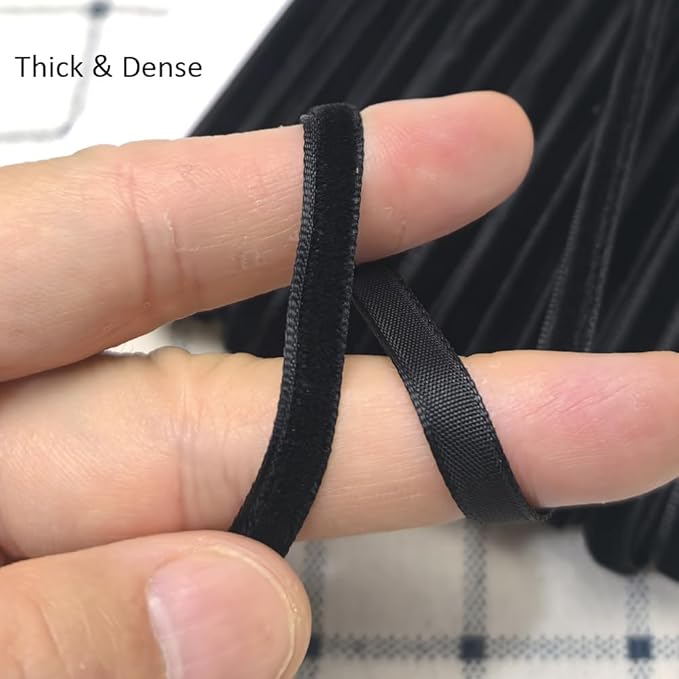 Chenkou Craft Black 25 Yards 1/4" Velvet Ribbon Bulk (Black, 1/4"(6mm))