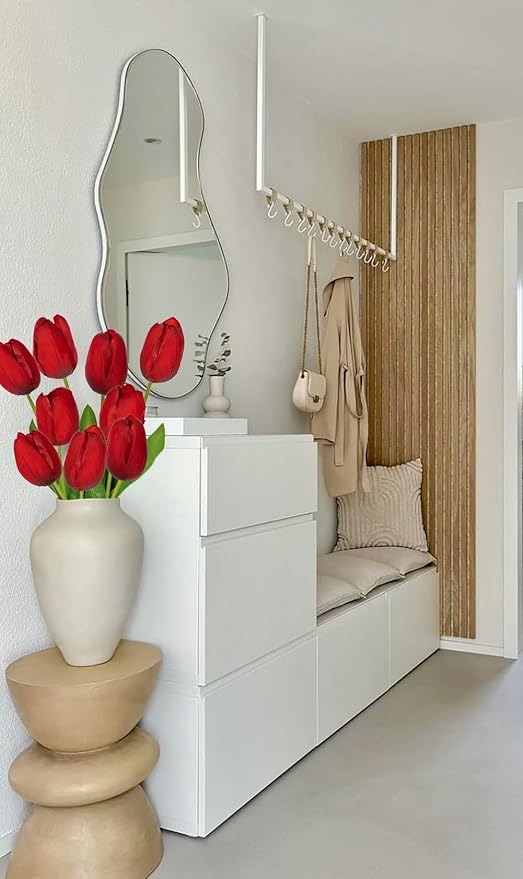 6PCS 23" Fake Tulip Flowers Artificial Red Tulips Long Stem Faux Flower, Silk Flower Décor for Floral Arrangement Home Farmhouse Wedding Decoration