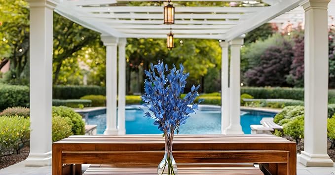 UiiziC Artificial Flowers Jasmine 8 PCS 31"/80cm Faux Plants Bulk Fake Flower Bouquet for Vase Fillers Floral Arrangement Wreath Wedding Party Bouquets Garden Centerpieces Decor (Blue)