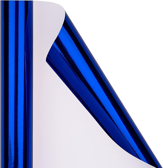 RUSPEPA Royal Blue Metallic Wrapping Paper - Solid Color Paper Perfect for Wedding, Birthday, Christmas, Baby Shower - 17 Inches X 32.8 Feet