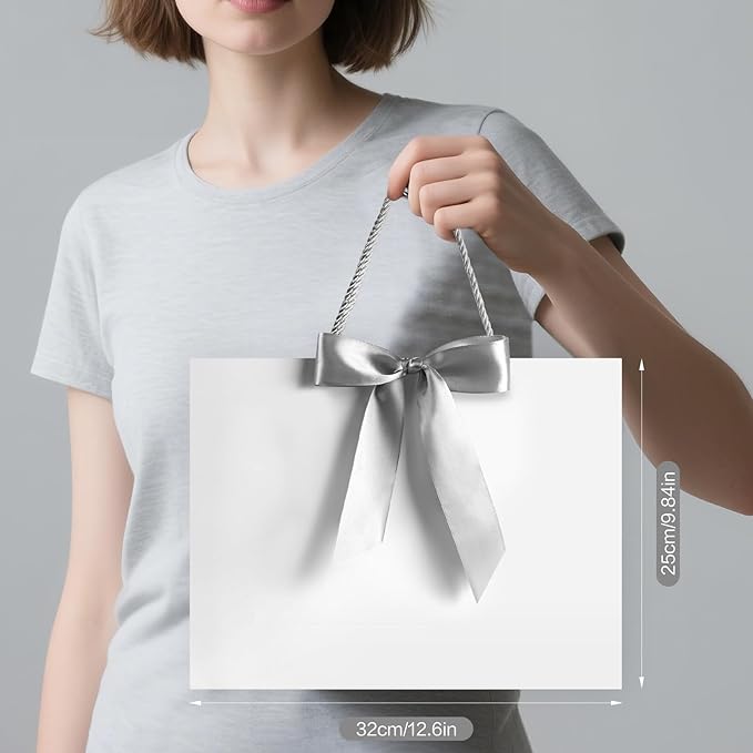 JMANNI Gift Bag, 1PCS Gift Bags Large with Ribbon and 1 Greeting Cards 2 Tissue Paper, Portable Paper Gift Bag with Handles, Birthday Gift Bags,Present Bags for Wedding Party Mothers Day