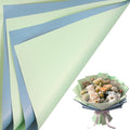 LeZakaa 20 Sheets Flower Wrapping Paper - Waterproof Reversible Floral Bouquet Paper - Green Gray and Mist Blue Design for Baby Shower, Mother's Day, Parties, Birthdays, Weddings