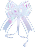 Pull Bows for Gift Wrapping, Large Iridescent White Gifts Bow for Presents Package, Baskets, Christmas, Wedding, and Party Decor(6 inches, 10 PCS)