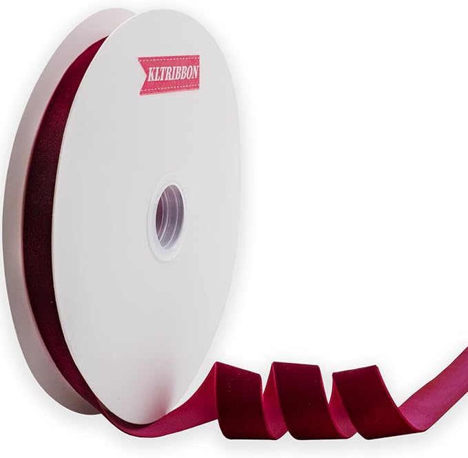 Nylon Velvet Ribbon Single Faced,1 Inch X 25Yards Spool (Wine)