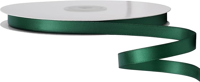 LIUYAXI Forest Green Double Faced Satin Ribbon, 3/8" X Continuous 100 Yards, Ribbons Perfect for Gift Wrapping Bows Bouquet Wedding Decor DIY Craft and More