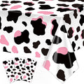 3 Pack Pink Cow Print Tablecloth - Cow Birthday Party Table Cloth Cow Print Table Cover for Disco Pink Cowgirl Birthday Decorations Supplies, 108 x 54 Inch