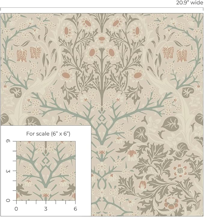 NextWall Seabrook Designs Victorian Garden Floral Vintage Prepasted Wallpaper (Lunar Rock & Clay)