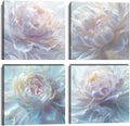 White Flower Canvas Wall Art Floral Pictures Prints Abstract Flower Wall Decor for Living Room Bedroom Bathroom Office Home Decorations Framed Artwork Ready to Hang (24''W x 24''H x 4)