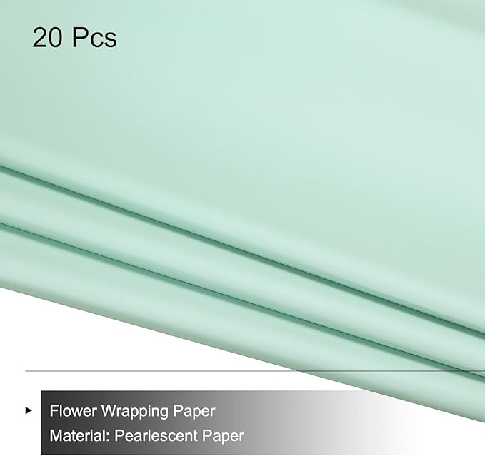 MECCANIXITY Pearlescent Film Flower Wrapping Paper 22.8x22.8 Inch Waterproof for DIY Crafts, Gift/Gift Box Packaging Lemon Green Pack of 20