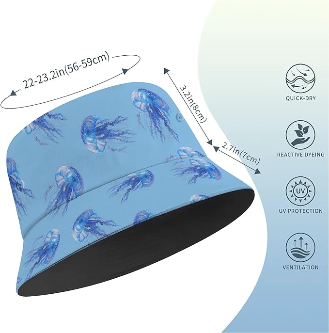 Bucket Hat for Women Men Unisex Sun Cap Packable Outdoor Fisherman Hat Headwear,Reversible Double-Side-Wear