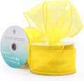 CT CRAFT LLC Sheer Organza Wired Ribbon 2.5" x 25 Yards x 2 Rolls Yellow for Wedding Chair Bow Flora Bouquet Gift Wrapping Christmas Tree Home Decor Wreath