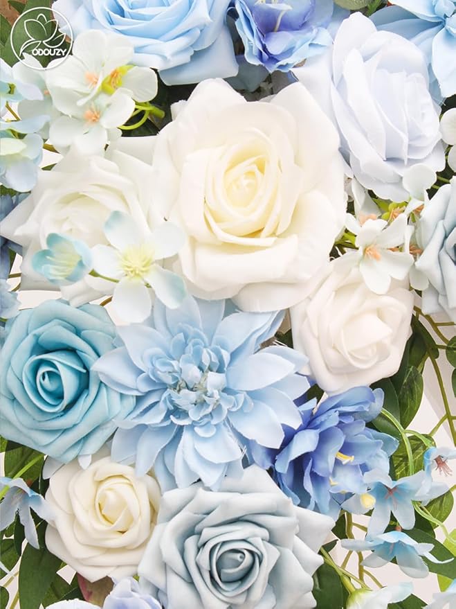 Wedding Arch, Artificial Flowers, Wedding Decor with Drapes (Set of 4)，Be Suited to Banquet, Party, Wedding Decor Ceremony and Background Decoration (Blue)