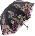 Katutude Vintage Lace Umbrella Floral Lace Parasol Wedding Bridal Umbrella Compact Lightweight Windproof Folding Umbrella UV Protection Sun Umbrella Portable Umbrella with Storage Bag