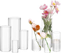 Fixwal 8pcs Clear Glass Cylinder Vases, 4, 6, 8, 10 Inch Tall Cylinder Vases for Centerpieces, Glass Flower Vase, Floating Candle Holder Vase for Table Shelf, Party, Wedding, Home Decor