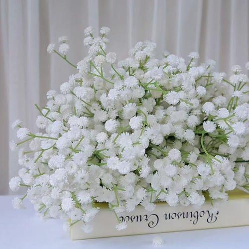 100PC Baby Breath Artificial Flowers - Babies Breath Flowers Artificial Bulk Faux Flowers Bouquet White Flores Real Touch Fake Flowers Arrangements Wedding Centerpieces Tables Decorations