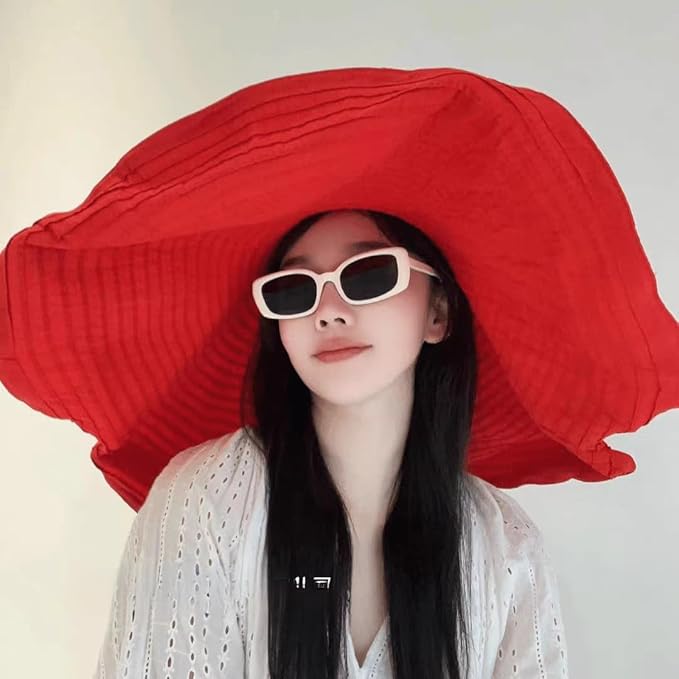 Oversized Sun Hats for Women Extra Large Wide Brim Beach Hat Foldable Roll up Floppy