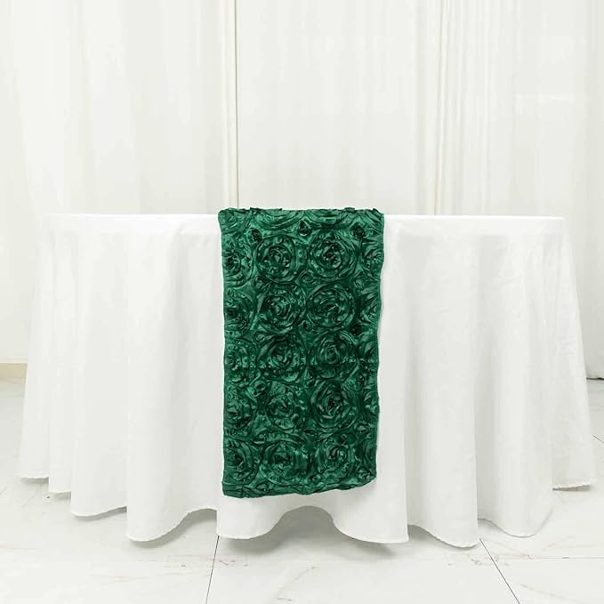 Efavormart Wonderland Rosette Premium Table Runners for Weddings Party Banquets Decor Fit Rectangle and Round Table - Hunter Emerald Green