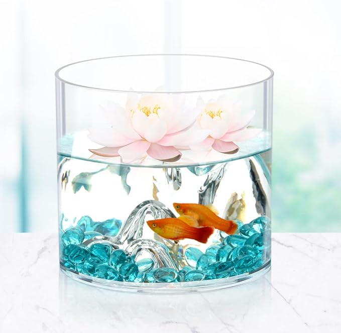 JYPS Flower Clear Vase Centerpiece for Home 1-Set of 2 Sizes, Wedding Party, Plastic Clear Cylinder Wide Vase for Flowers, Decorative Wide Mouth Vase for Decor, Centerpieces, Large Clear Container