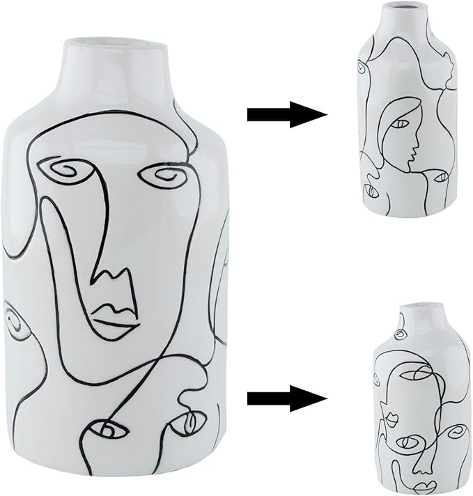 Kimdio Ceramic Vase for Home Decor, Abstract Irregular Design Flower Vase, Living Room Decor Minimalist Decorative Vases for Pampas Grass