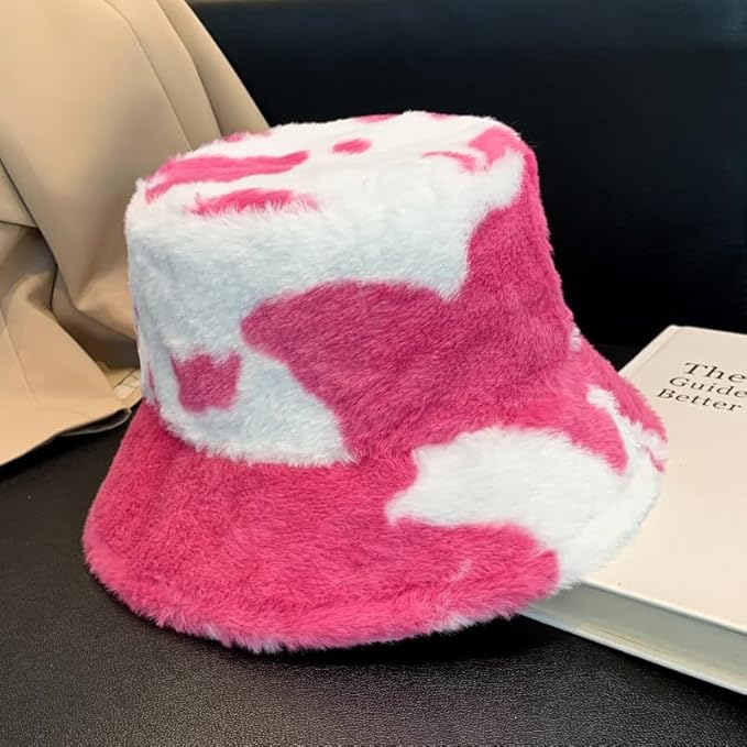 Winter Soft Faux Fur Plush Bucket Hat, Lovely Fisherman Cap, Fashion Outdoor Thick Warm Sun Cap for Women
