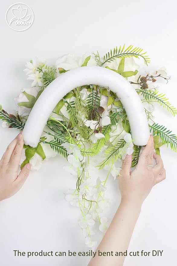 Pack of 2 Wedding Arch Decorations Artificial Hanging Flowers Floral Swag for Wedding Welcome Sign Backdrop Balloon Arch Home Party Bridal Ceremony Reusable(White Rattan)