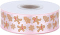 Gingerbread with Candy Canvas Ribbon 7/8 Inch 20 Yards Pink White Merry Christmas Candy Cane Fabric Craft Ribbon Wrapping Wreath Bow DIY Crafts Supplies (Pink Gingerbread)