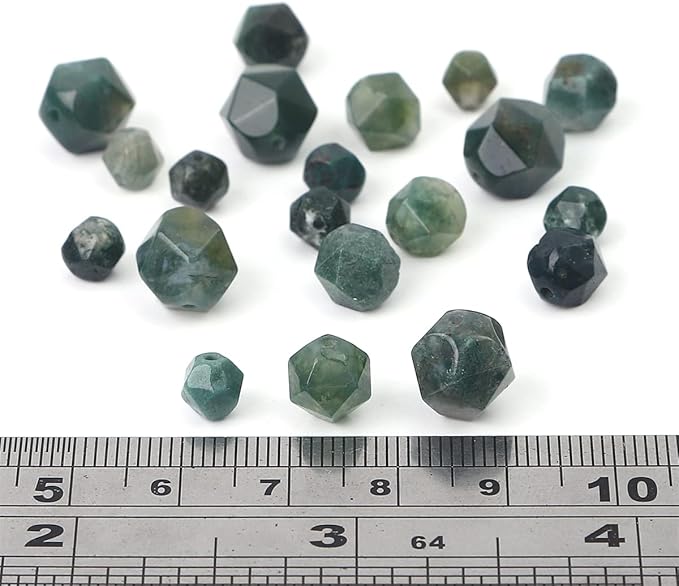 Faceted Natural Moss Agate Stone Round Beads 8mm 36cm/Strand for Jewelry Making