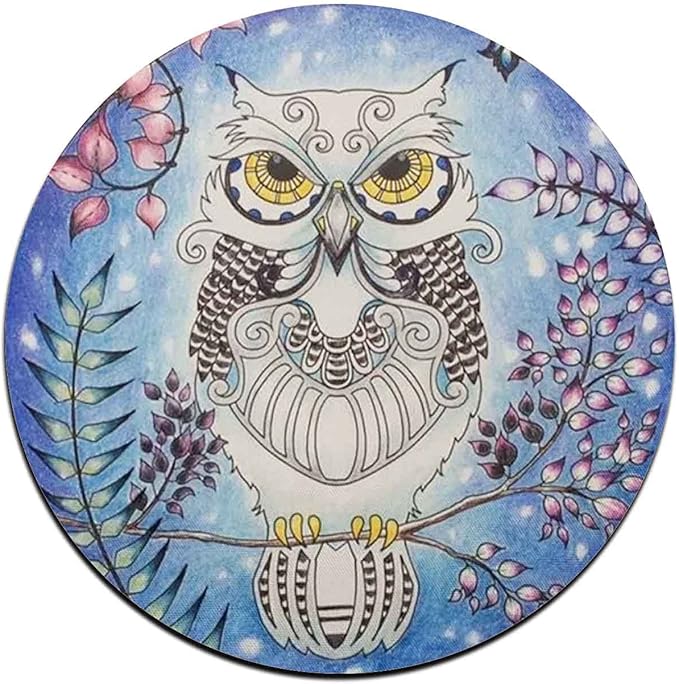 Watercolor Owl Round Coaster Set - Made of Recycled Rubber - Set of 4