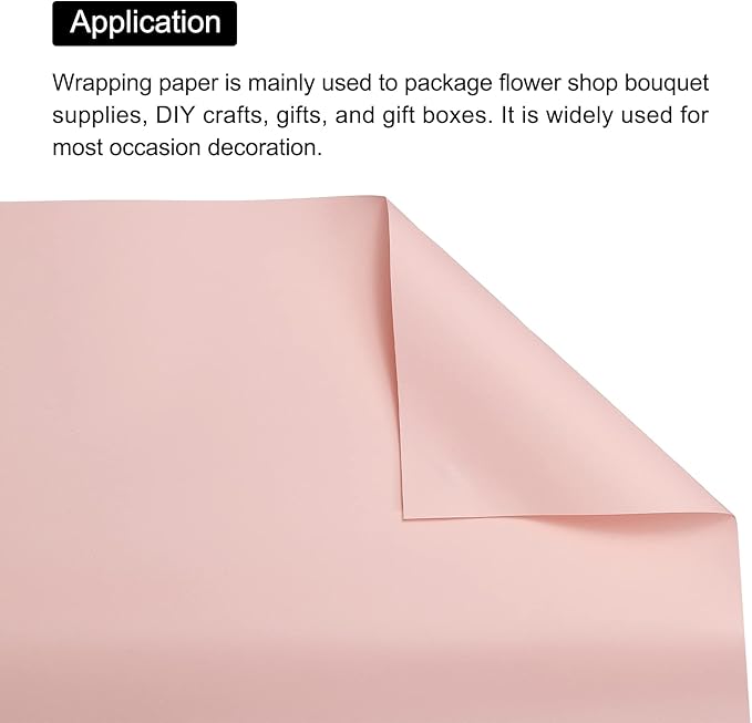MECCANIXITY 20 Pcs Flower Wrapping Paper 22.8x22.8 Inch Waterproof Florists Wrapping Paper for Florist Bouquet Supplies, DIY Crafts, Gift/Gift Box Packaging Light Pink