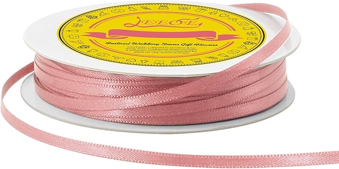 Double Face Dusty Rose Satin Thin Ribbon 1/8 inch X 50 Yards Polyester Dusty Rose Ribbon for Gift Wrapping Very Suitable for Weddings Party Hair Bow Invitation Decorations and More