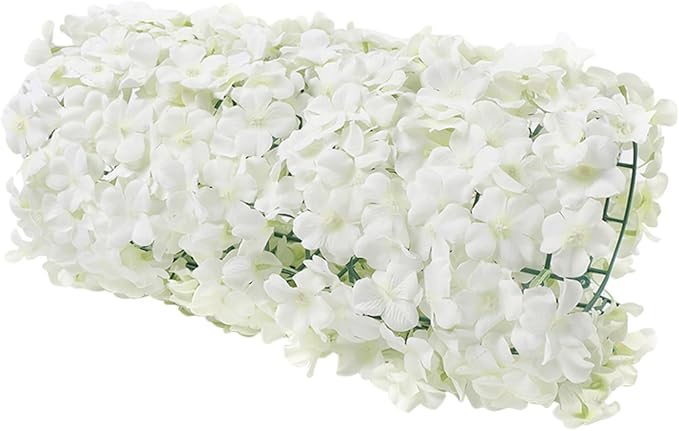 3D Flower Wall Panel, 10pcs White Artificial Floral Wall Backdrop, Realistic Silk Flower Backplanes, Roll Up Fake Flower Background for Valentines Wedding Party Photo Arrangement Decor