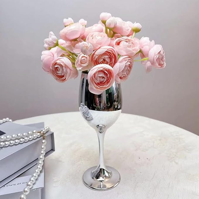 24Pcs Ranunculus Artificial Flower, 16 Inch Faux Silk Mini Ranunculus Flowers Bulk Fake Wedding Filler Flowers for DIY Bouquet Centerpieces Arrangements Bridal Shower Decorations (Light Pink)