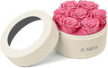 Rosaura Round Preserved Roses Gift Box - Real Forever Flowers for Christmas, Birthday, Valentine's & Mother's Day (Pink, 7 Roses)