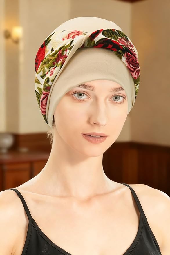 XYIYI Knot Chemo Headwear for Womens Cancer Patients, Stretchy Chemotherapy Headwraps Beanie Hats